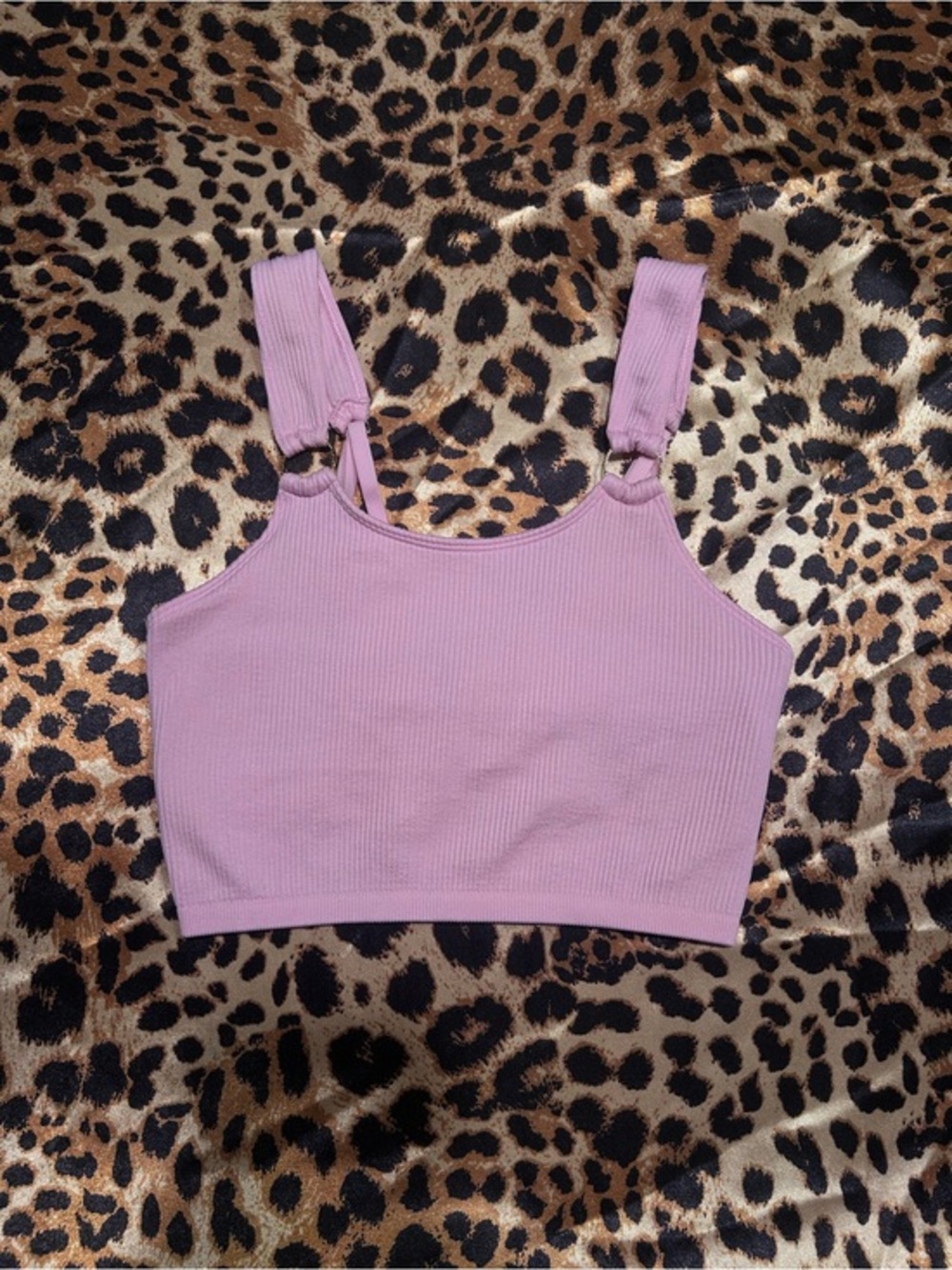 Aerie Pink Seamless Bralette Top with Gold O Rings Details